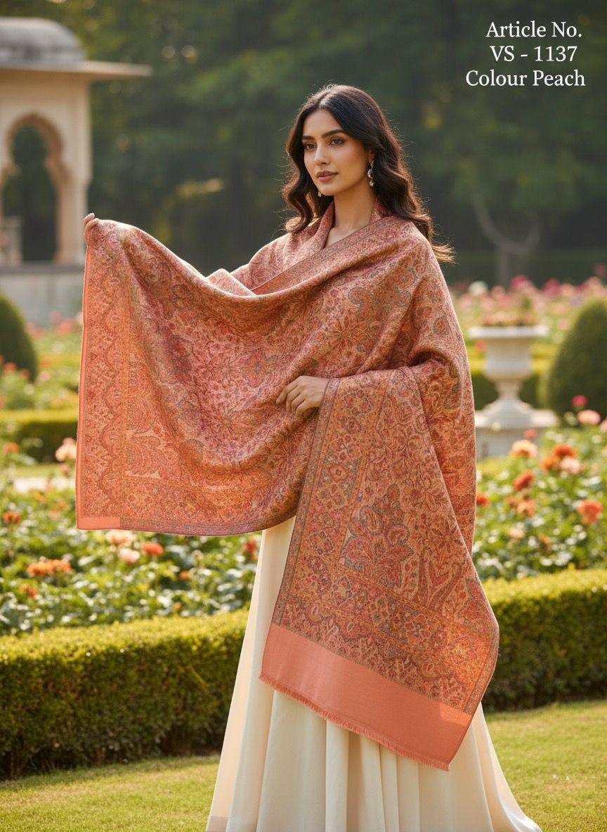 Elegant Navy Blue Kani Stole