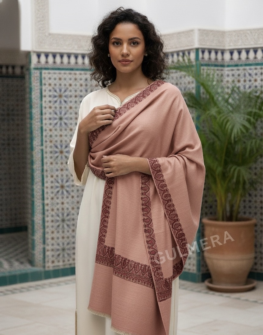 KANI BORDER WOOL BLEND SHAWL