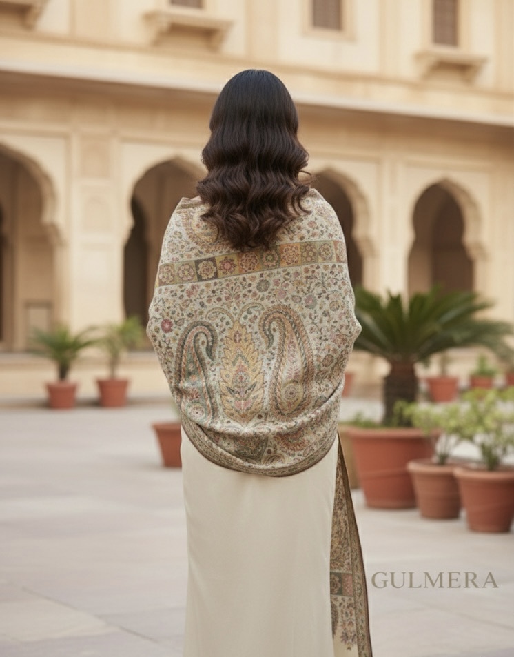 MULTY KANI WOOL SILK STOLE BEIGE